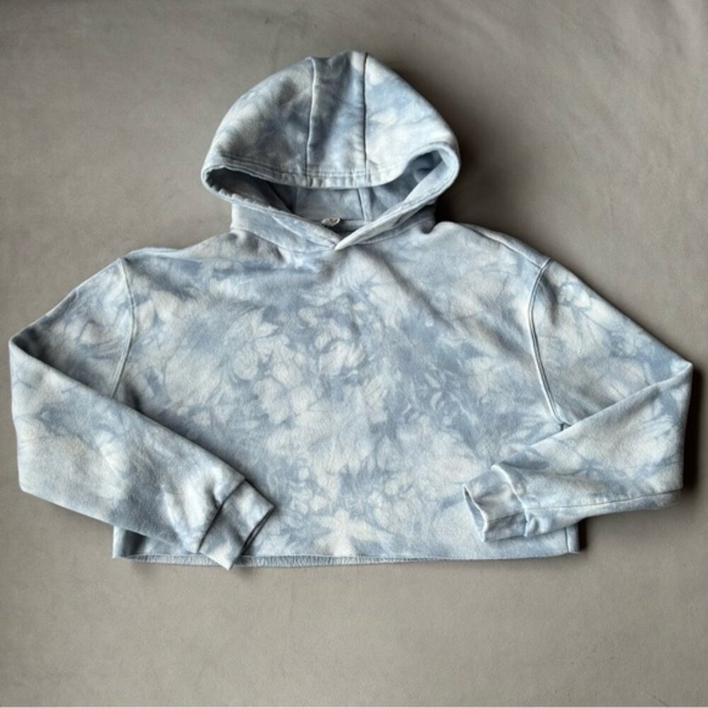 Bluenotes ~ Cropped Hoodie ~ Womens Size Small ~ Blue White Tie Dye